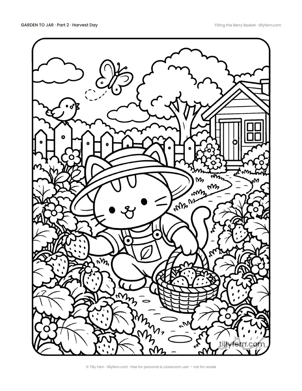 Filling the Berry Basket — free garden coloring page from Garden to Jar