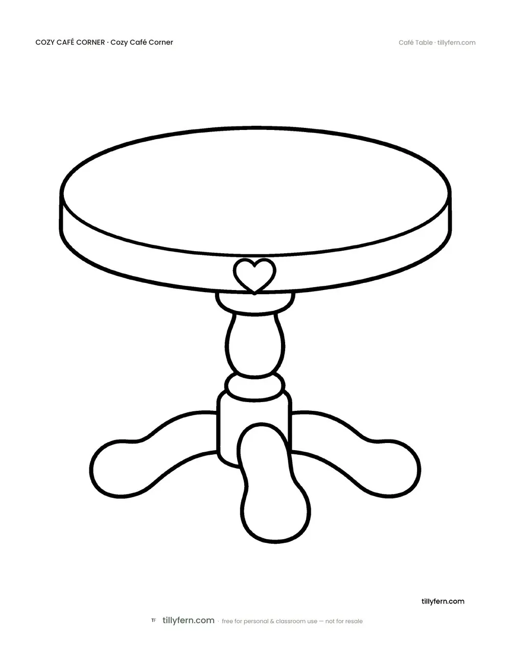 Café Table — free café corner coloring page from Cozy Café Corner
