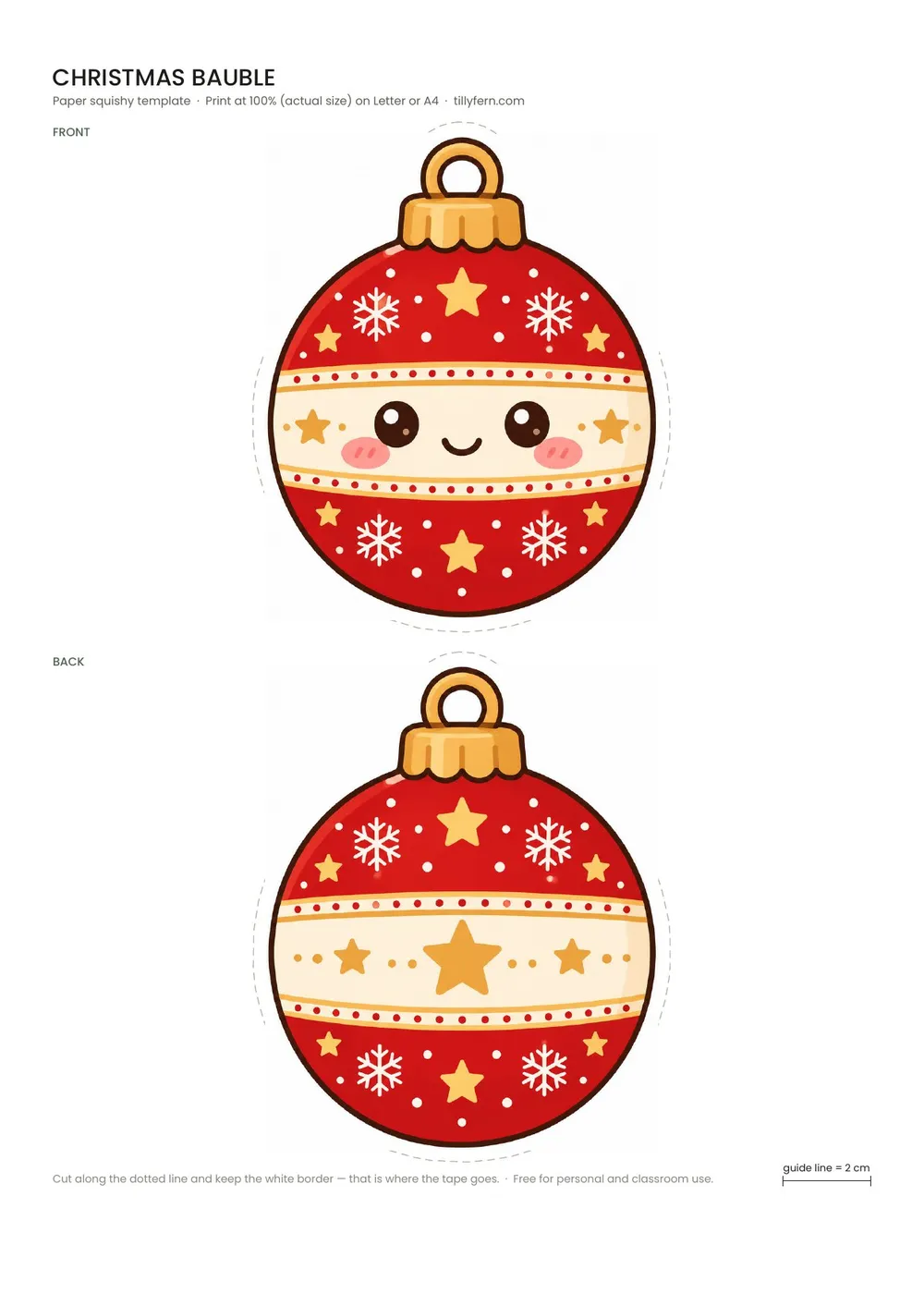 Christmas Bauble — free printable paper squishy from Christmas Paper Squishy Templates