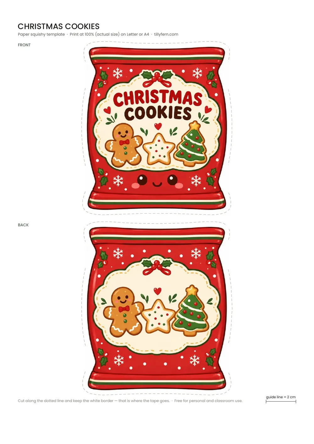Christmas Cookies — free printable paper squishy from Christmas Paper Squishy Templates