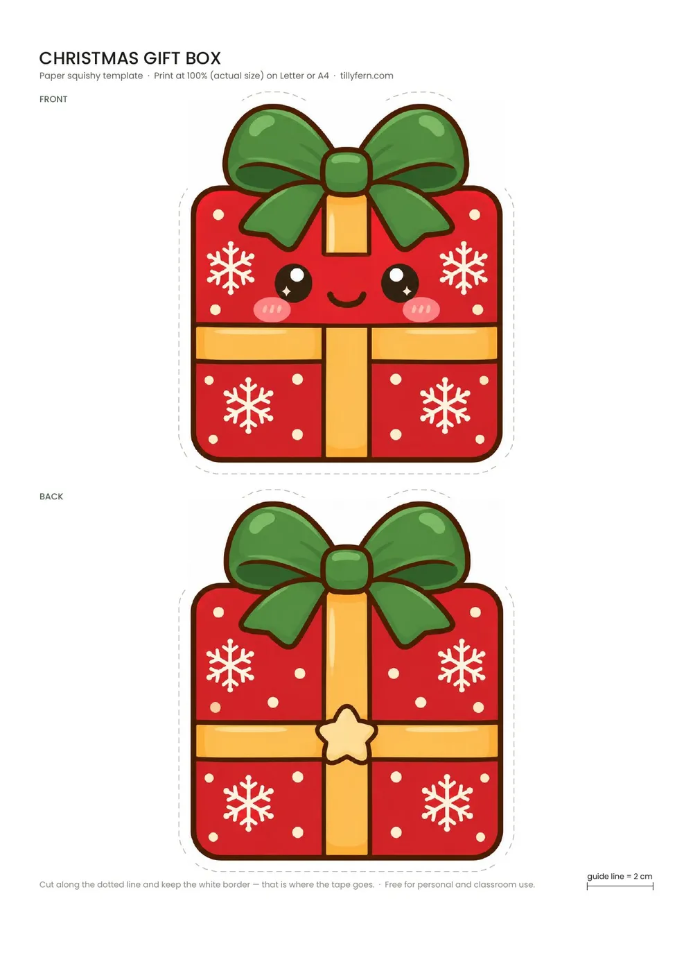 Christmas Gift Box — free printable paper squishy from Christmas Paper Squishy Templates