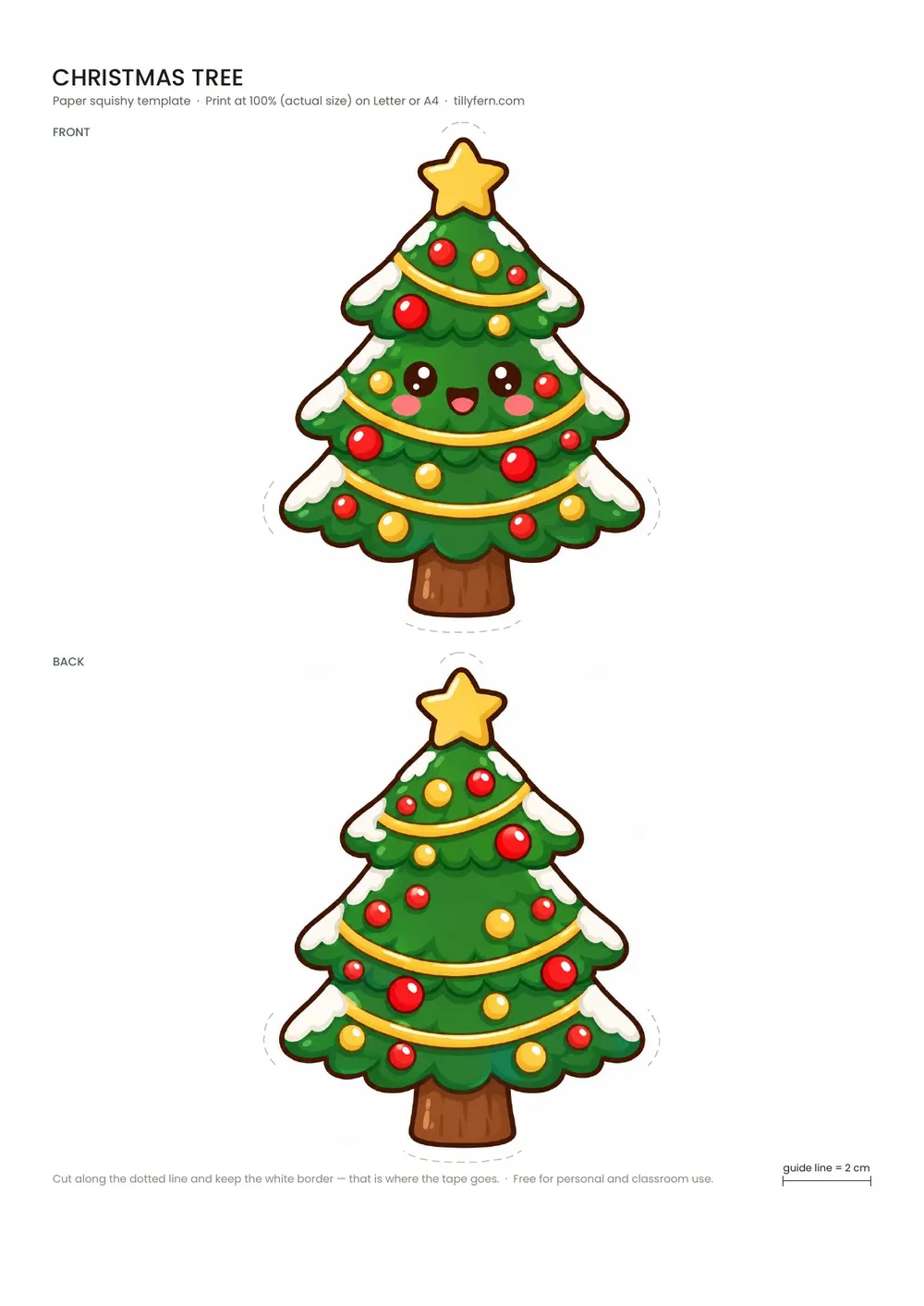 Christmas Tree — free printable paper squishy from Christmas Paper Squishy Templates