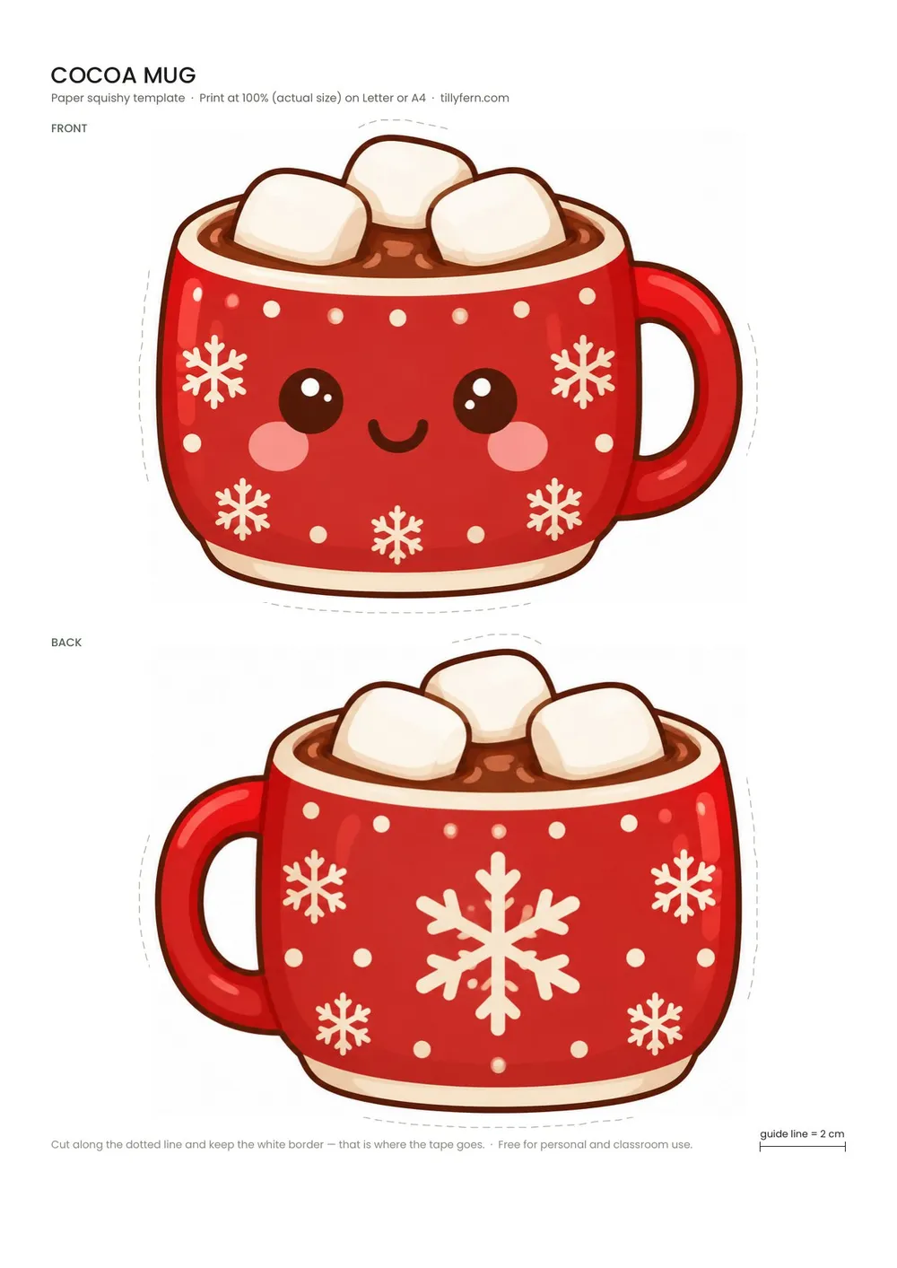 Cocoa Mug — free printable paper squishy from Christmas Paper Squishy Templates