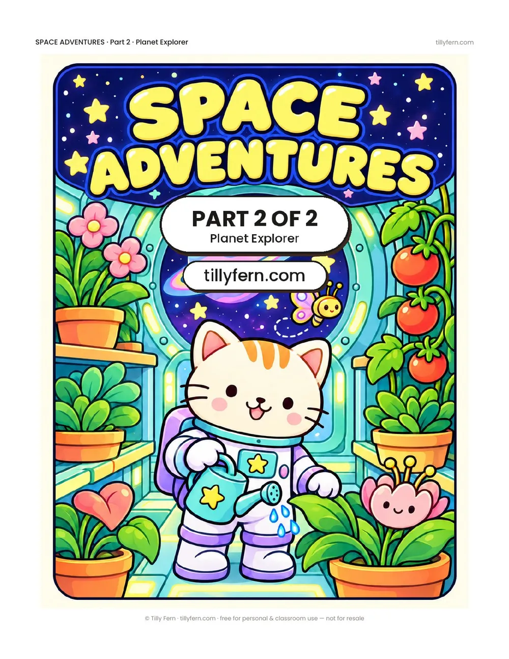 Space Adventures coloring book, Part 2 of 2: Planet Explorer — cover and all 7 pages in one PDF