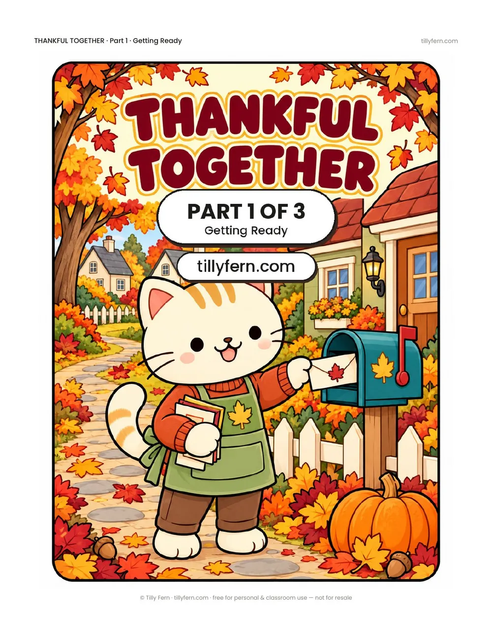 Thankful Together coloring book, Part 1 of 3: Getting Ready — cover and all six pages in one PDF