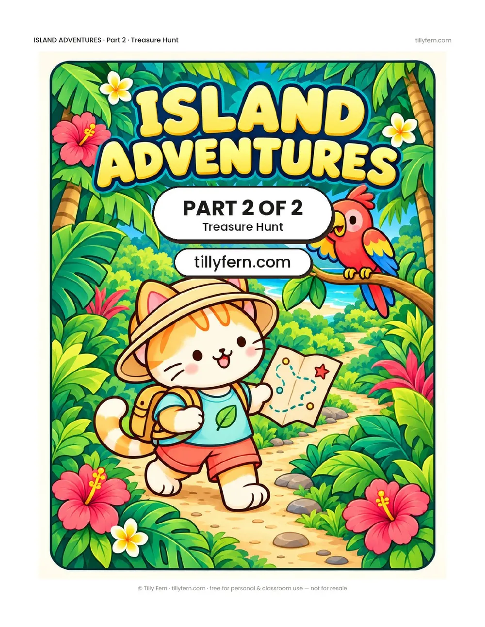 Island Adventures coloring book, Part 2 of 2: Treasure Hunt — cover and all 8 pages in one PDF