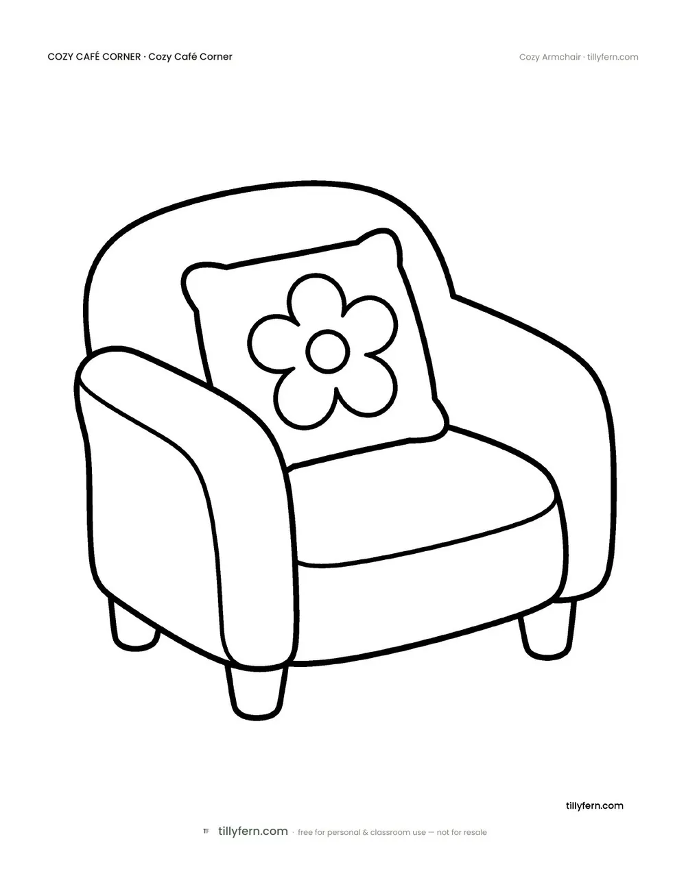 Cozy Armchair — free café corner coloring page from Cozy Café Corner