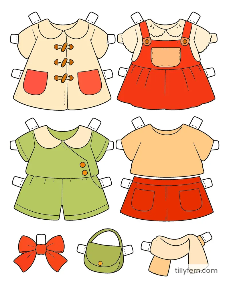 Cozy Everyday Wardrobe — More Outfits — colored example of the coloring page in bright colors