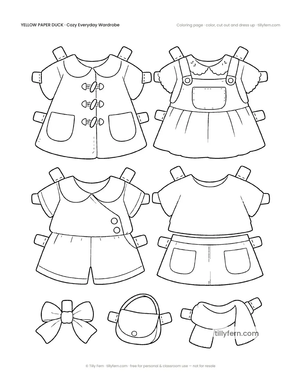 Cozy Everyday Wardrobe — More Outfits — free printable yellow paper duck coloring page