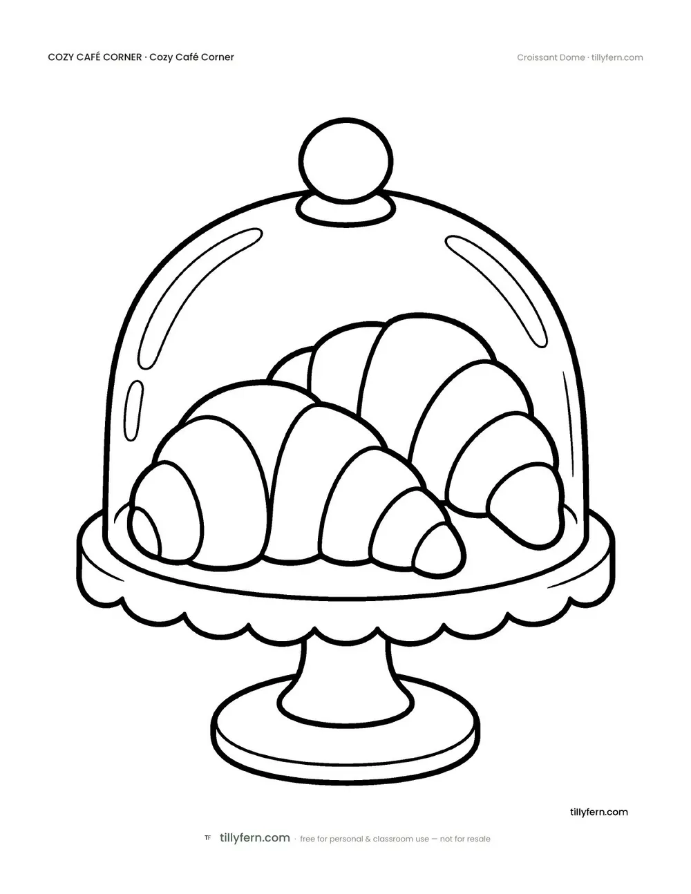 Croissant Dome — free café corner coloring page from Cozy Café Corner