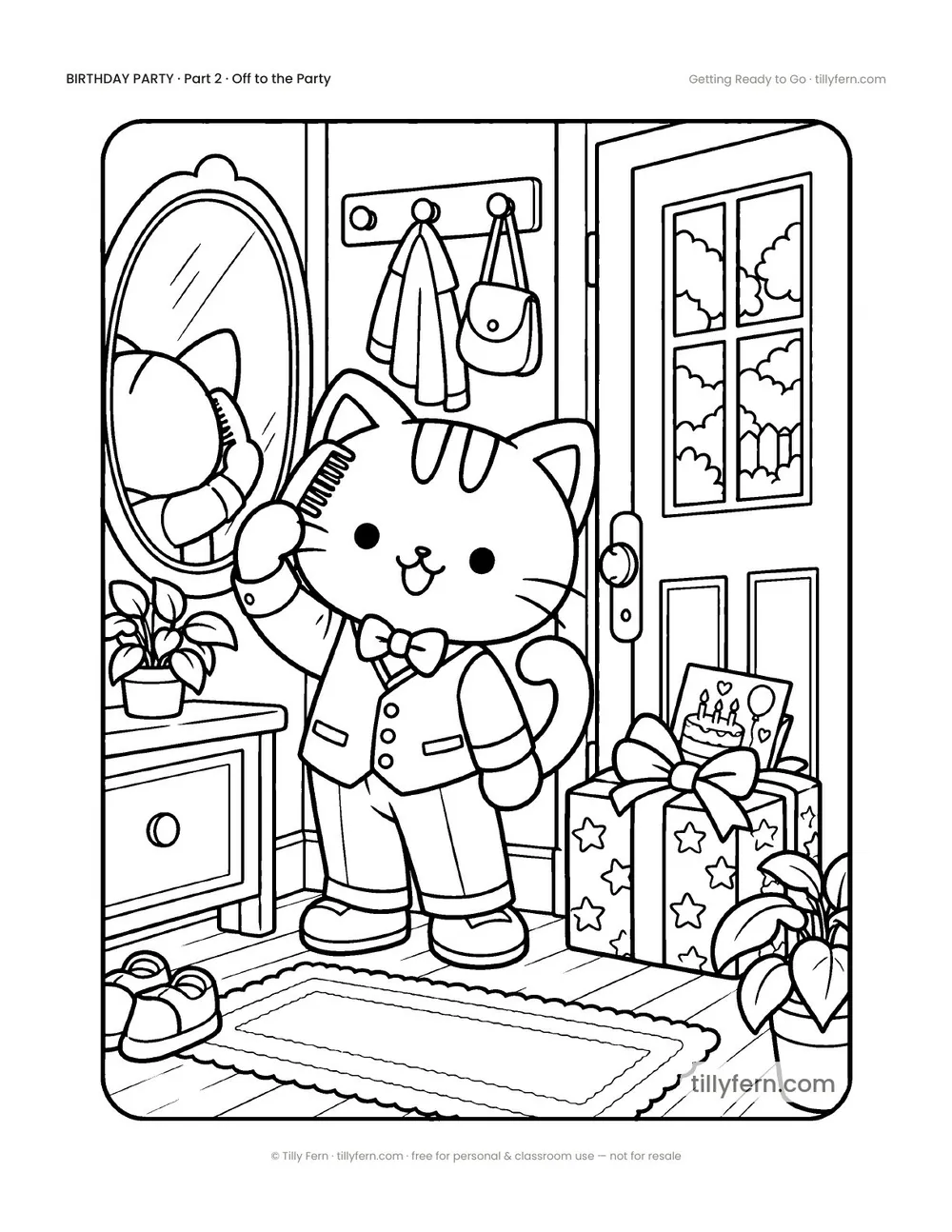 Getting Ready to Go — free birthday coloring page from Birthday Party