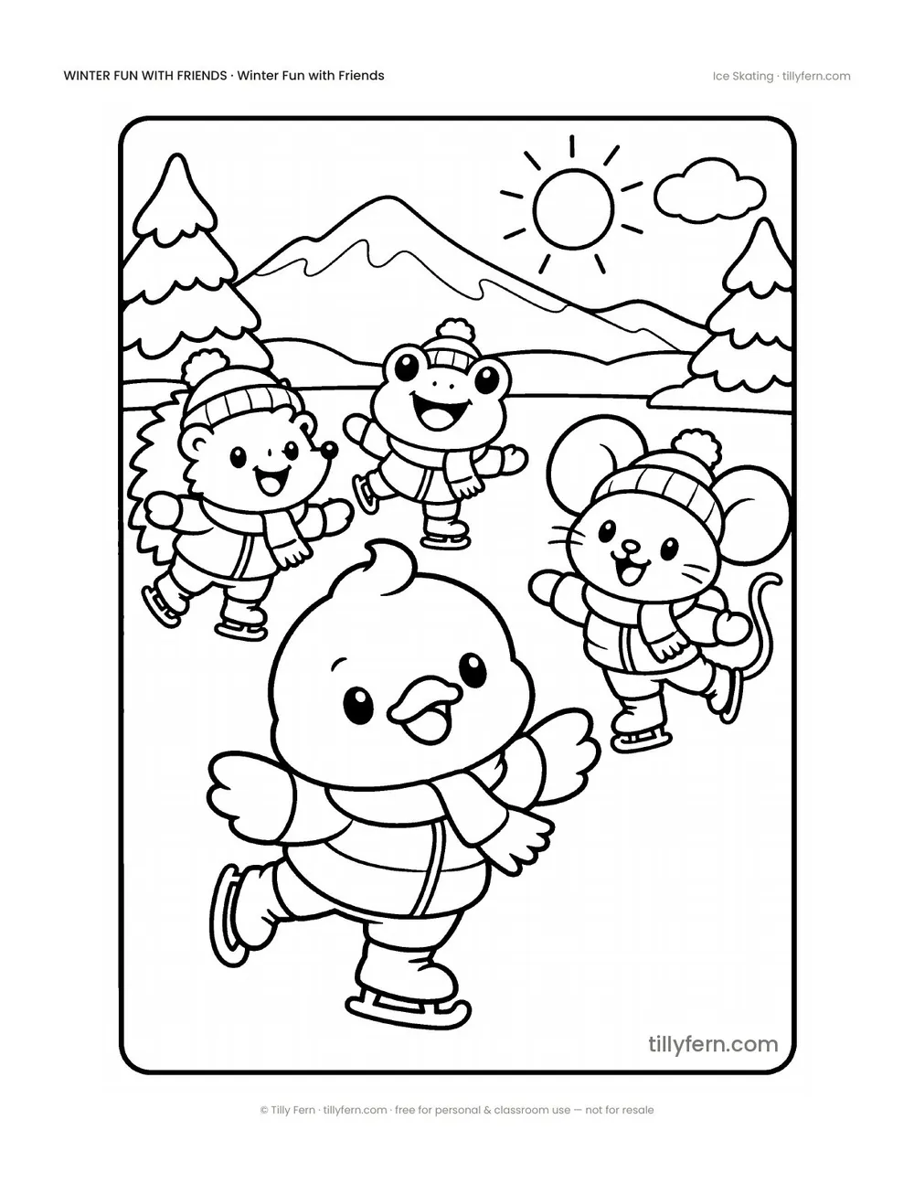 Ice Skating — free winter coloring page from Winter Fun with Friends