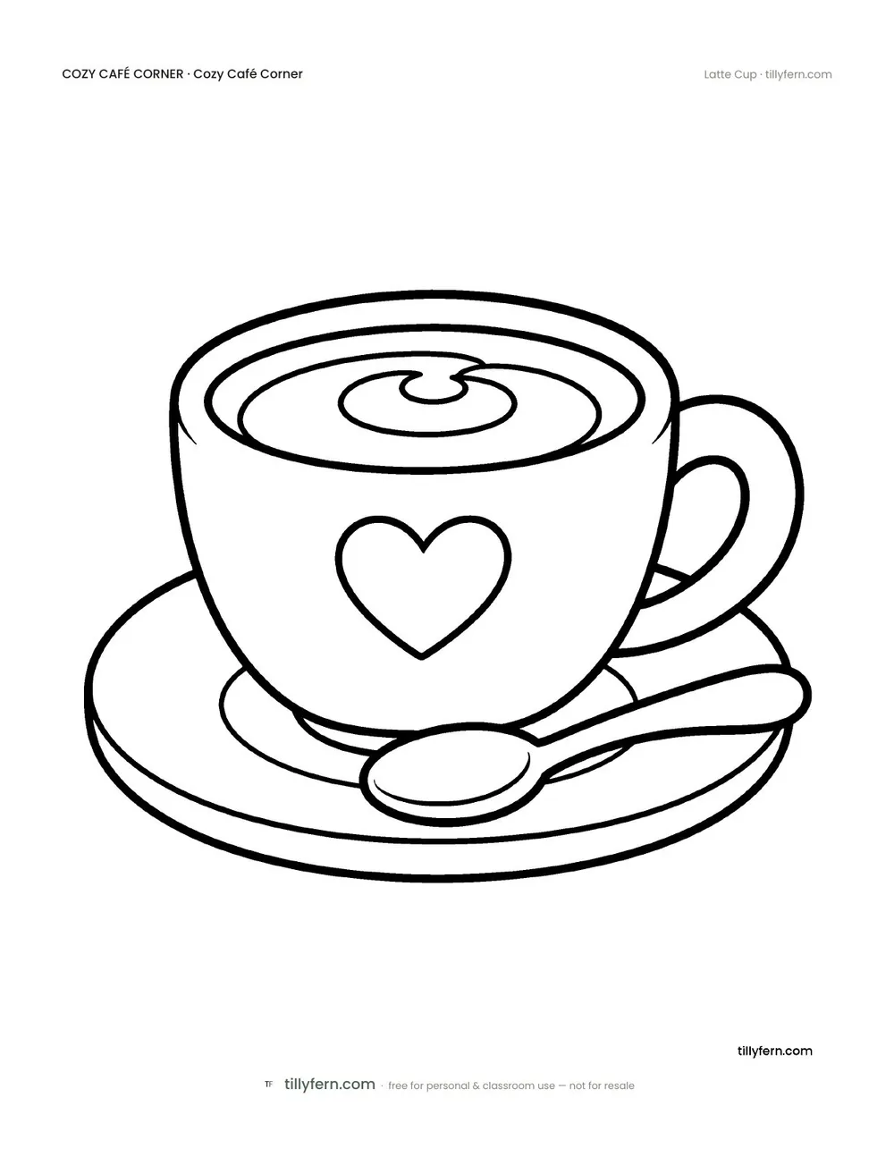 Latte Cup — free café corner coloring page from Cozy Café Corner
