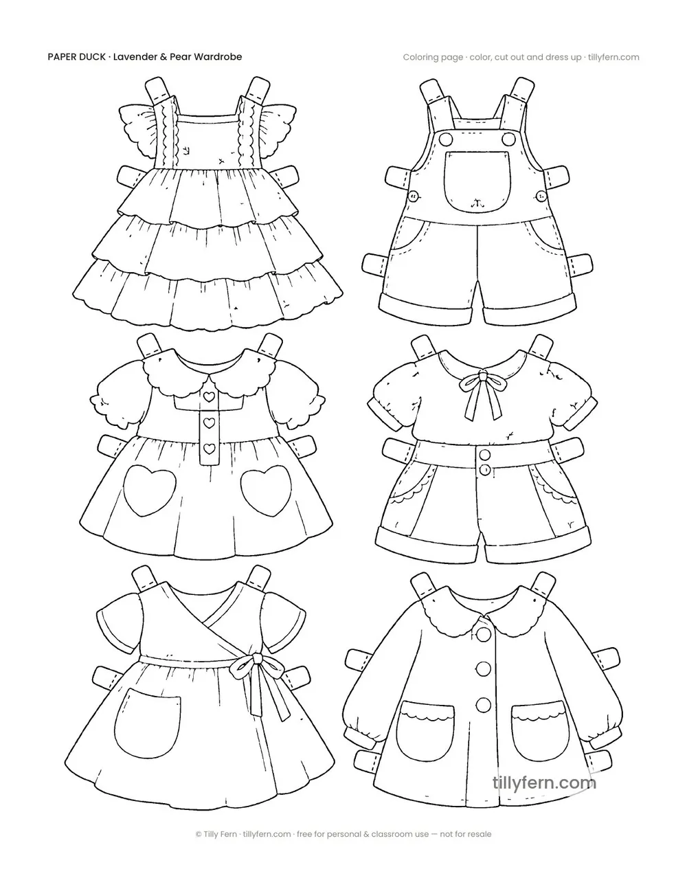 Lavender & Pear Wardrobe — More Outfits — free printable paper duck coloring page