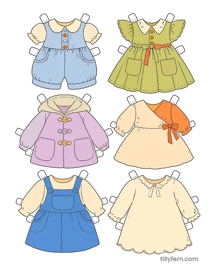 Lemon & Strawberry Wardrobe — More Outfits — colored example of the coloring page in bright colors