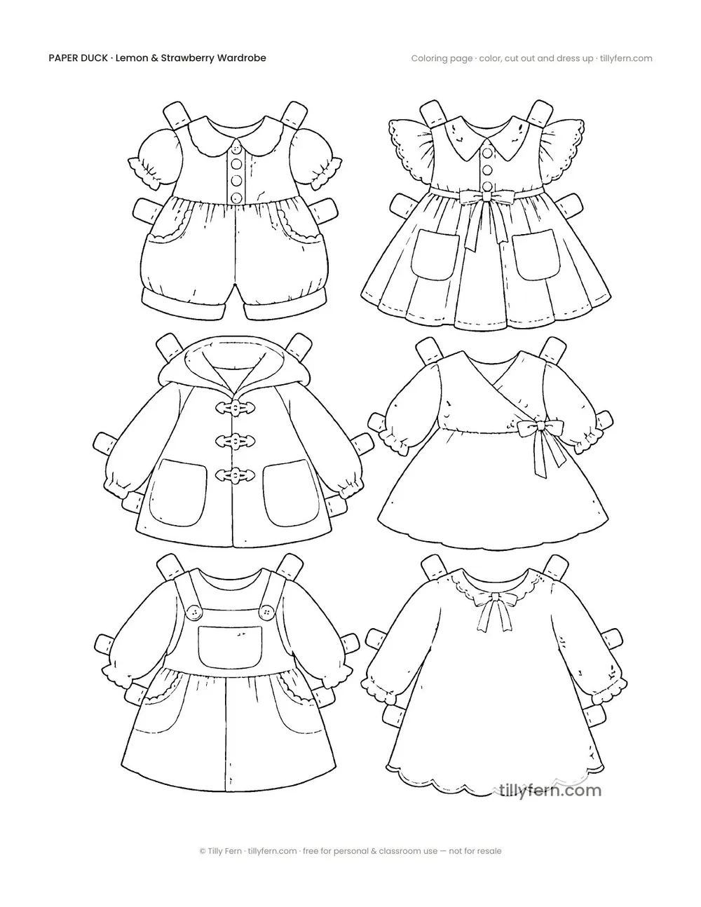 Lemon & Strawberry Wardrobe — More Outfits — free printable paper duck coloring page