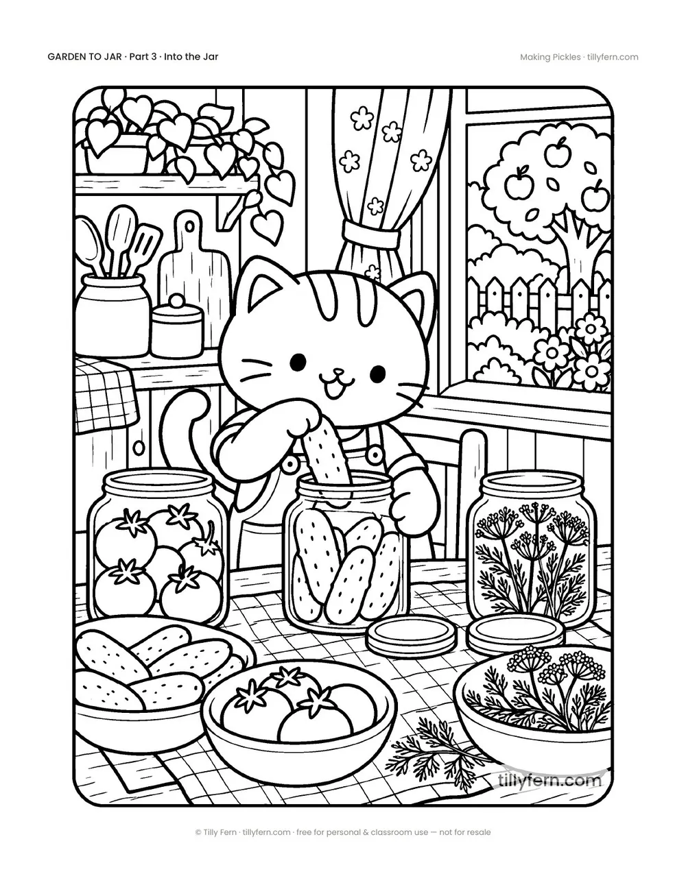 Making Pickles — free garden coloring page from Garden to Jar