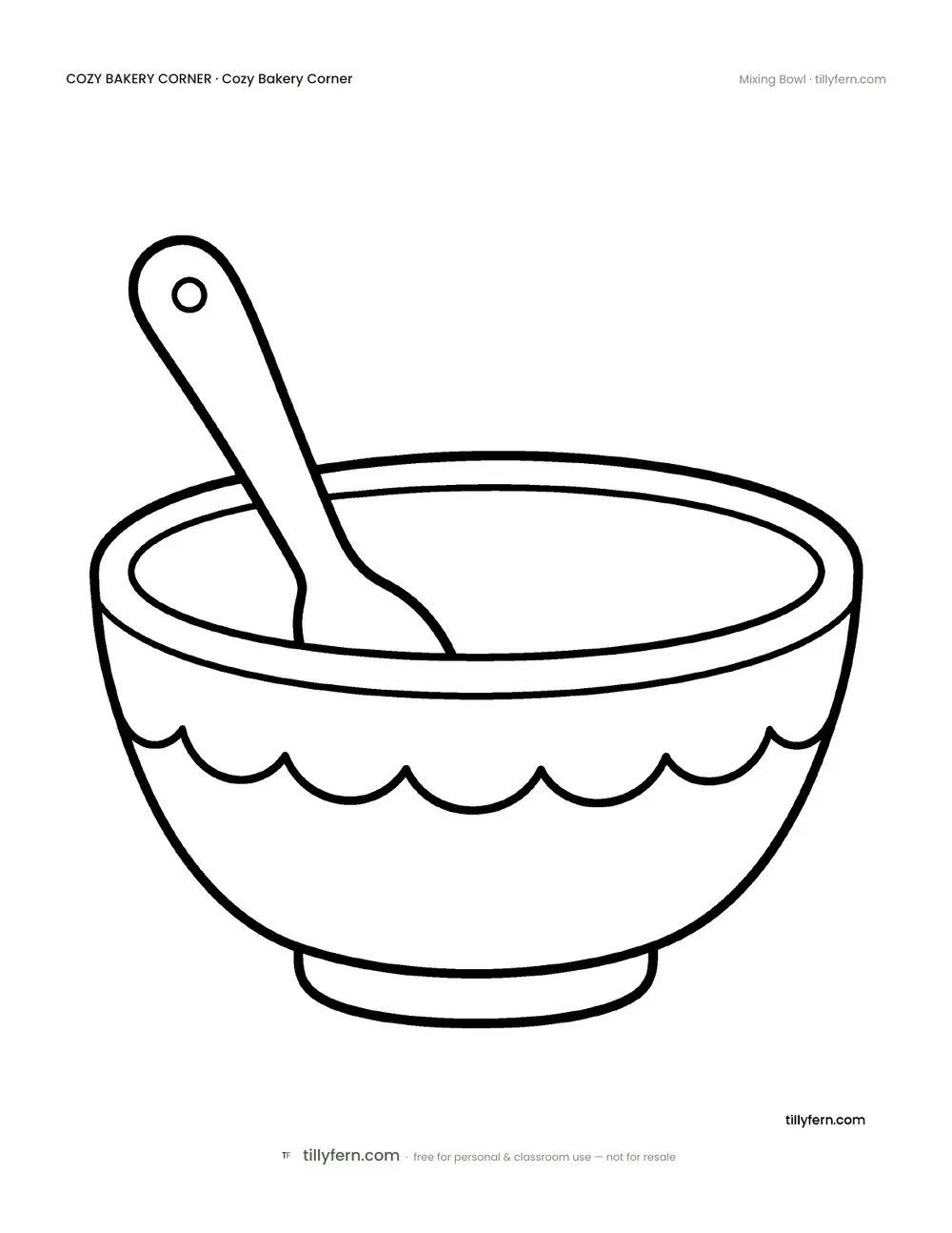Mixing Bowl — free bakery corner coloring page from Cozy Bakery Corner