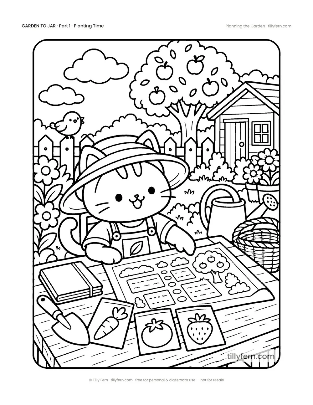 Planning the Garden — free garden coloring page from Garden to Jar