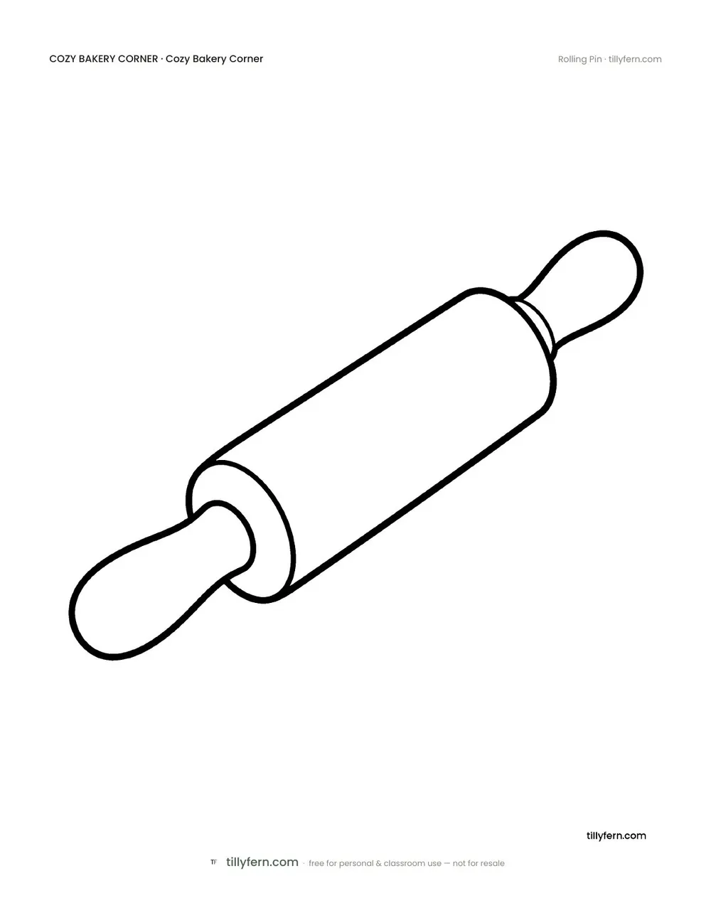 Rolling Pin — free bakery corner coloring page from Cozy Bakery Corner