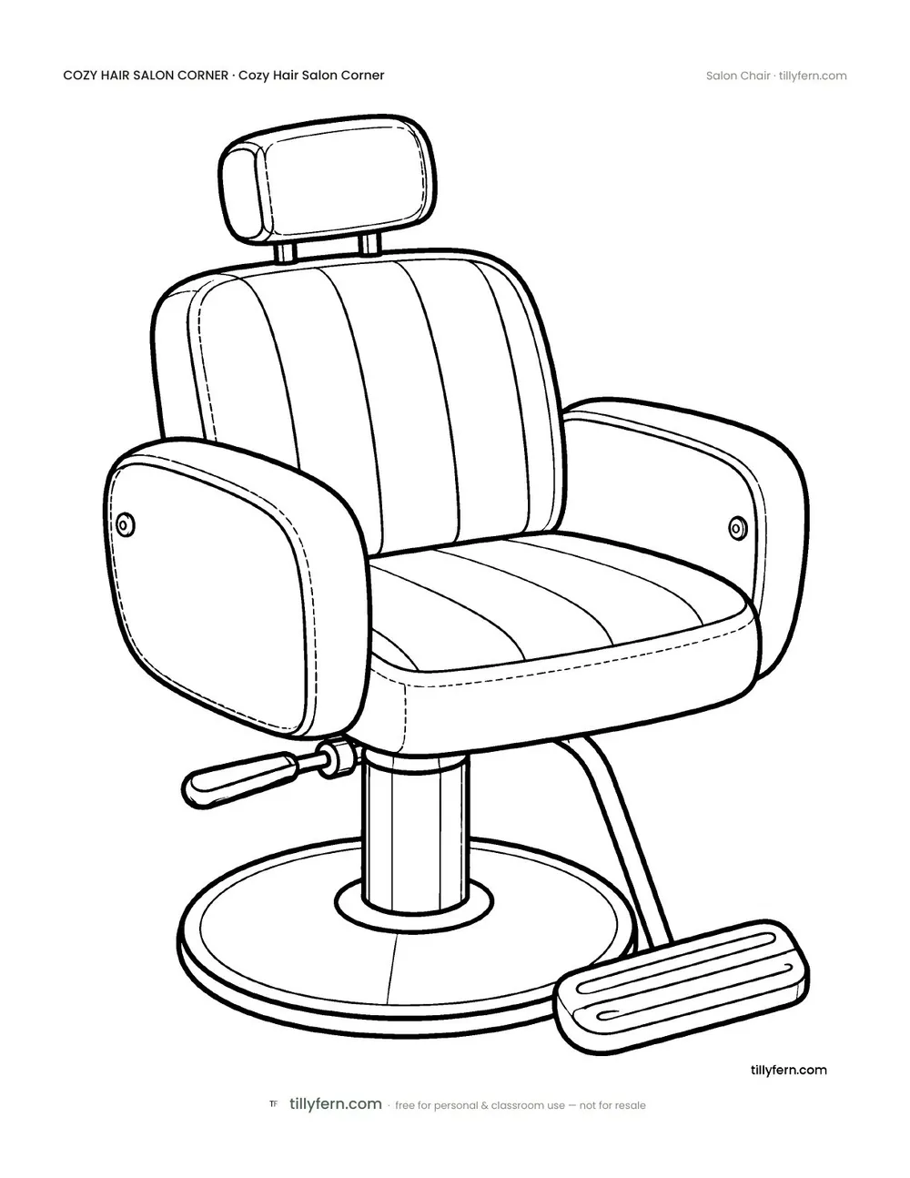 Salon Chair — free hair salon corner coloring page from Cozy Hair Salon Corner