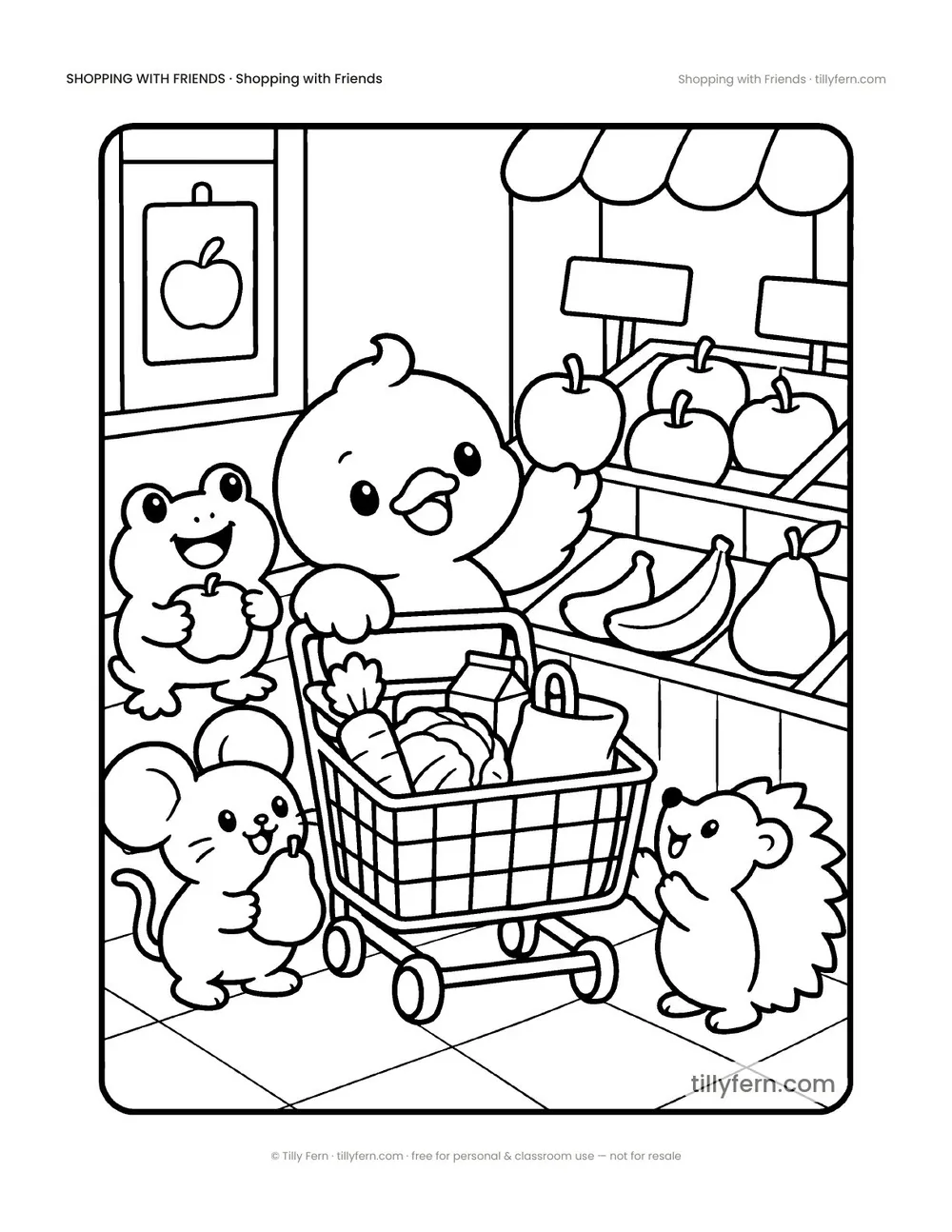 Shopping with Friends — free grocery store coloring page from Shopping with Friends