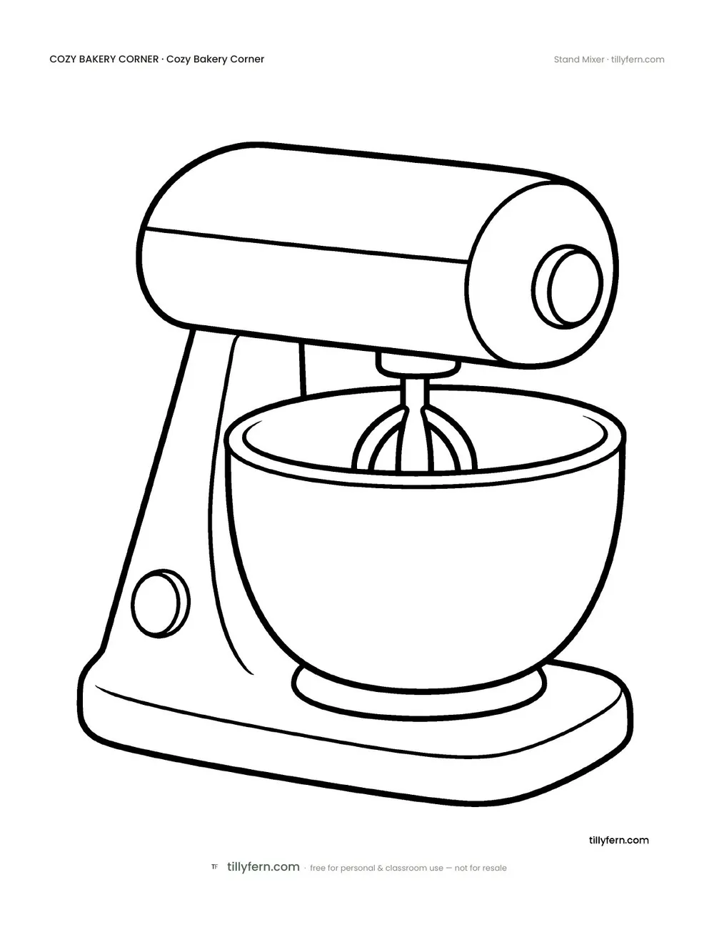 Stand Mixer — free bakery corner coloring page from Cozy Bakery Corner
