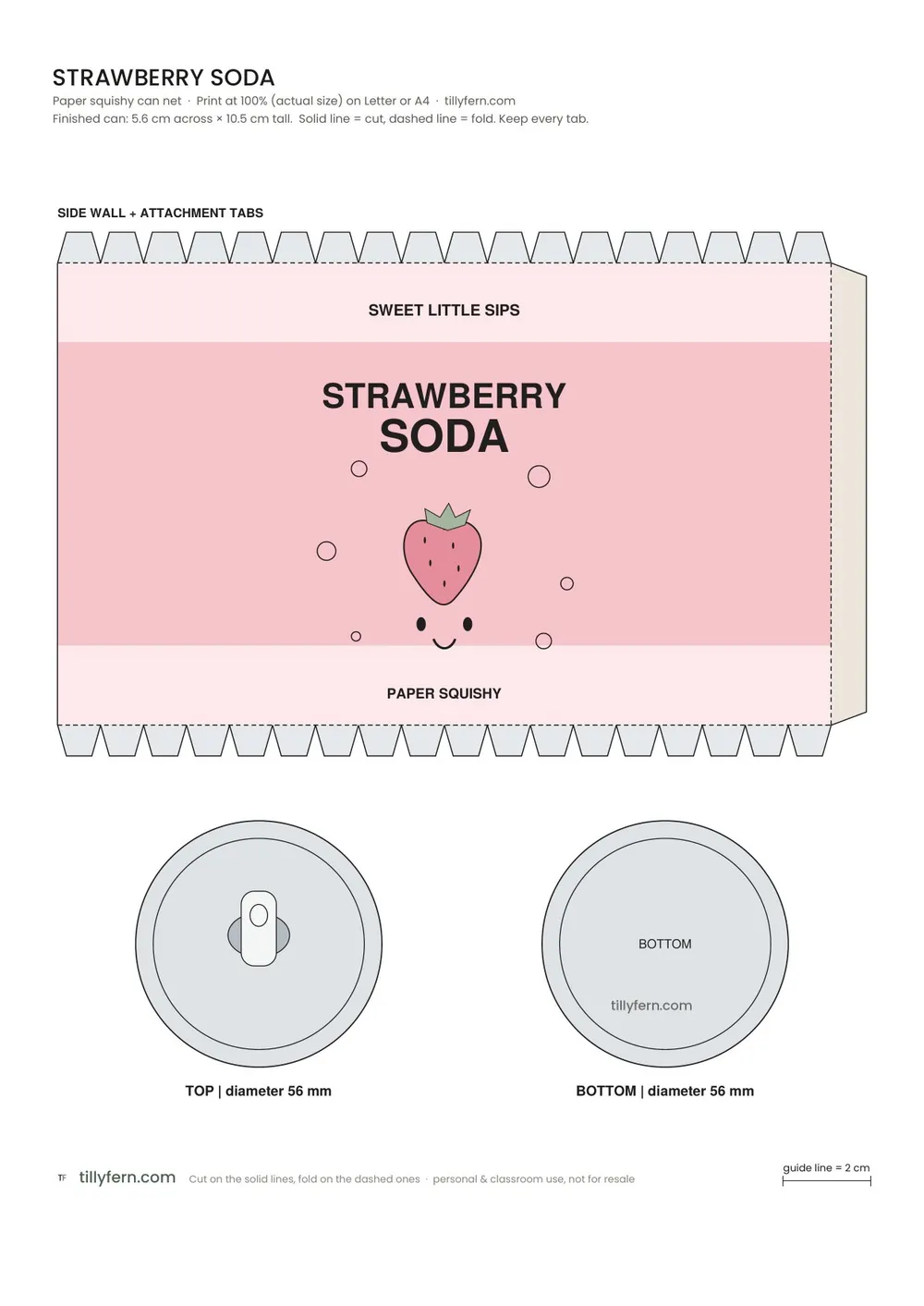 Strawberry Soda — free printable paper squishy from Strawberry Soda Can Paper Squishy Template