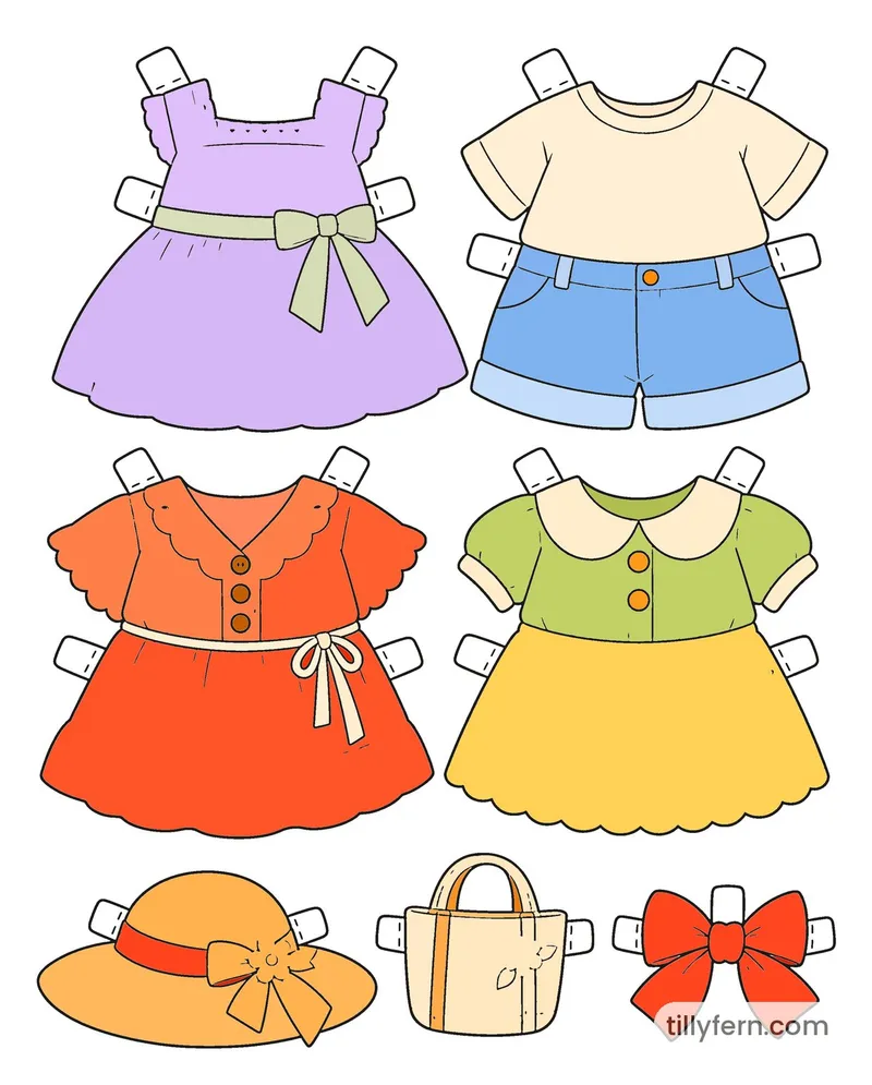 Summer Wardrobe — More Outfits — colored example of the coloring page in bright colors