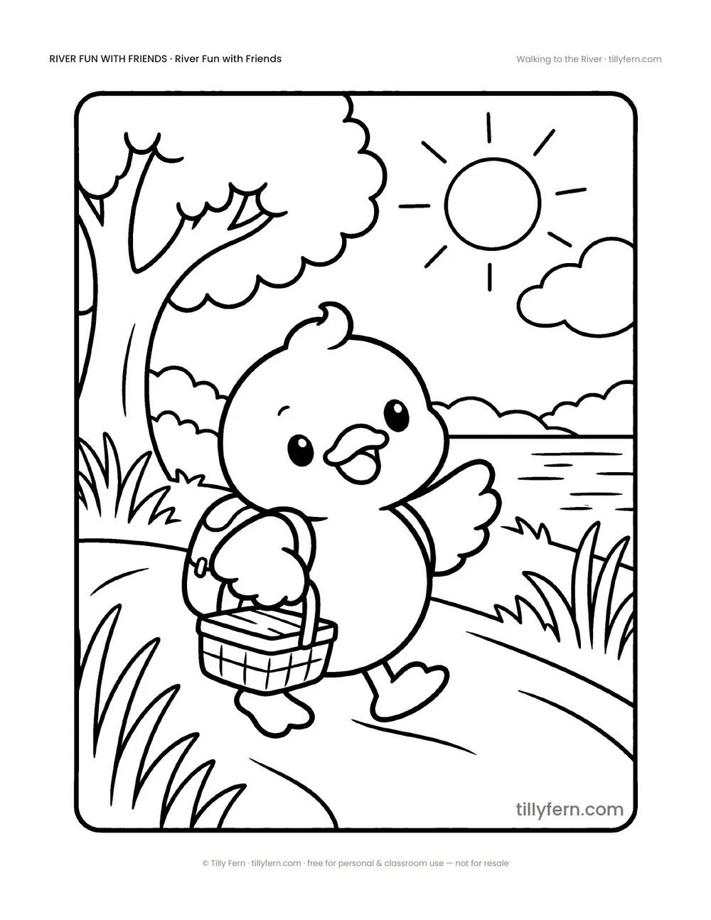 Walking to the River — free duck coloring page from River Fun with Friends